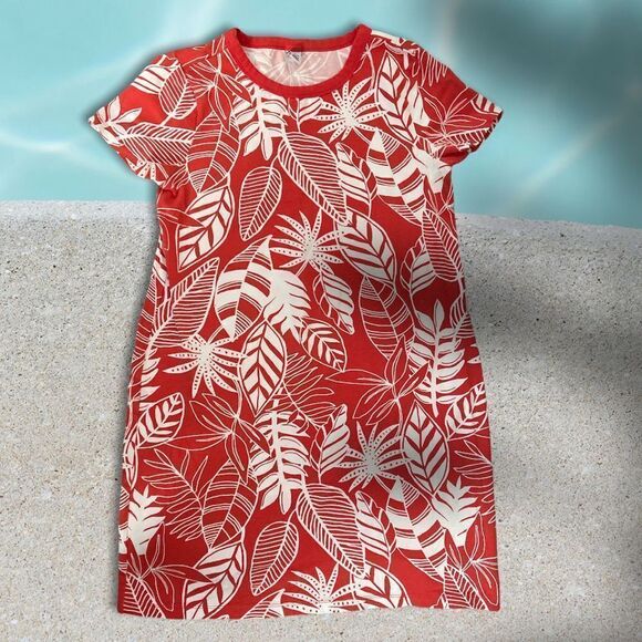 Old Navy Short Sleeve Floral Dress - Size PM- Orange / White - Picture 1 of 2